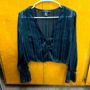 Black, dressy, cropped blouse. Perfect for the holidays!!